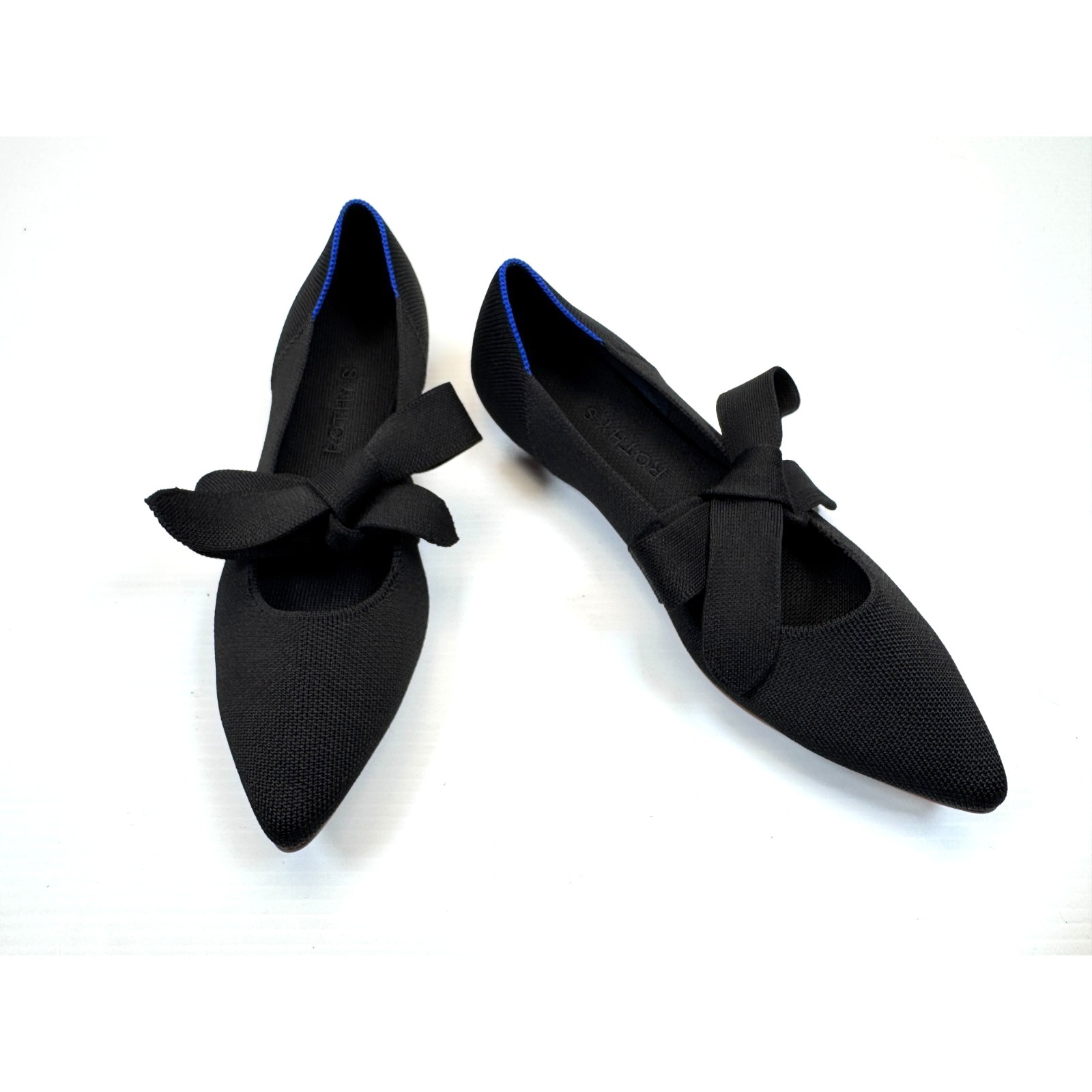 Rothy's The Point Mary Jane Bow Tie Flats Women 9.5 Euc Washable Comfort Knit